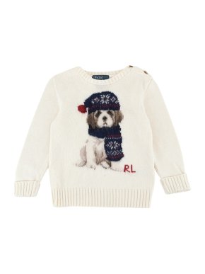 Polo Ralph Lauren Cream Cotton Knit Dog Jumper