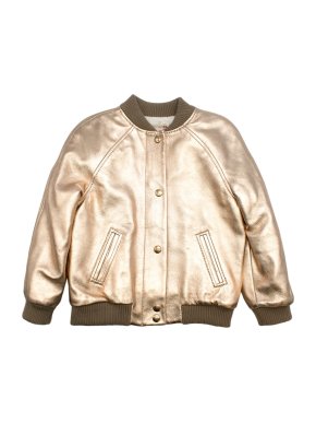 Bonpoint Leather Gold Bomber Jacket