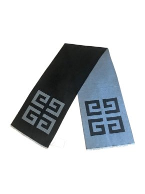Givenchy black & grey wool blend reversible scarf