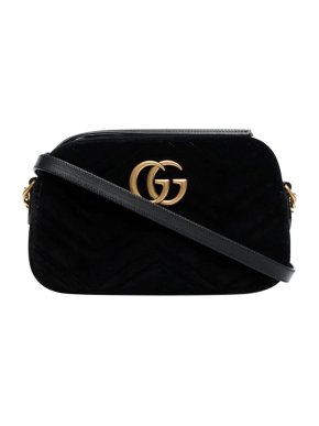 Gucci GG Marmont chain black velvet shoulder bag