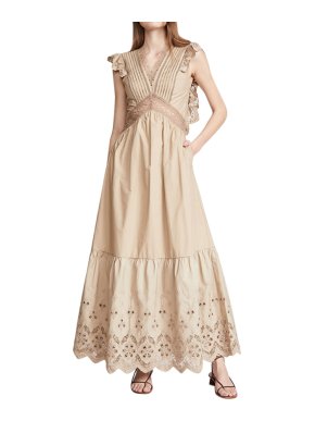 Self Portrait Cotton Broderie Sleeveless Maxi Dress