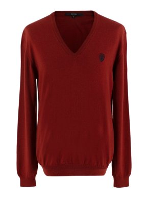 Gucci Dark Red V-neck Wool Jumper