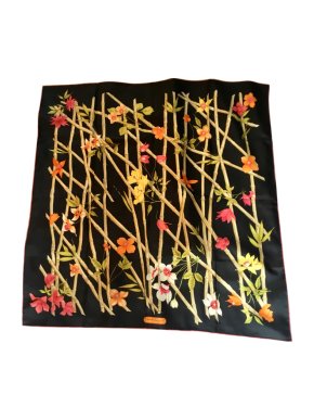 Salvatore Ferragamo black floral silk scarf