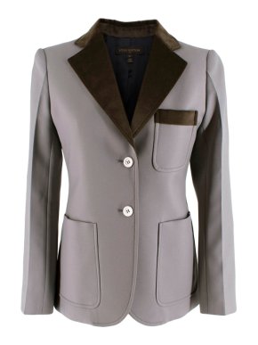 Louis Vuitton Grey Tailored Jacket with Velvet Trim