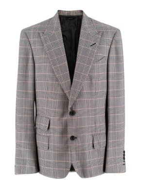 Tom Ford Grey Plaid Single Breasted Blazer
