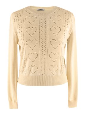 Miu Miu Yellow Virgin Wool Heart Motif Jumper