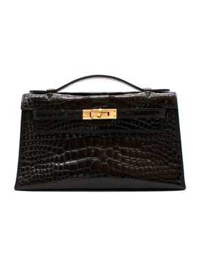 Hermes Hermès Mini Kelly 22 Pochette Bag in Noir Alligator Mississippiensis
