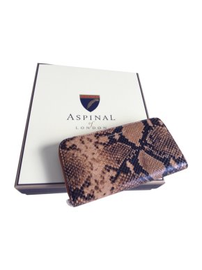 Aspinal of London Natural Python Continental Zip-Around Wallet