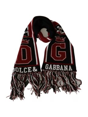 Dolce & Gabbana Red & Black Cashmere Scarf