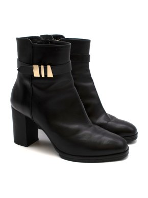 Tods Black Leather & Suede Chunky Wedge Boots