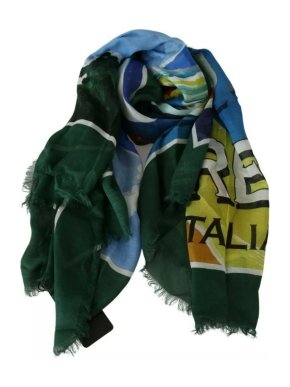 Dolce & Gabbana Green Cashmere Blend Printed Scarf