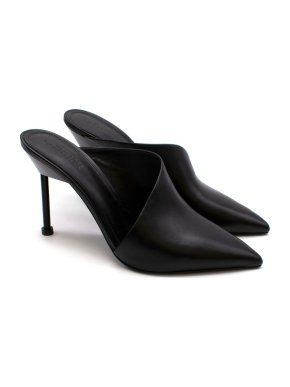 Mercedes Castillo Emiko Black Leather Heeled Mules