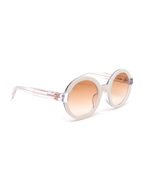 Bally White Acetate Round Transparent Armed Glasses