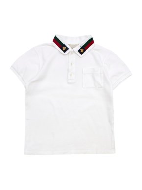Gucci White Striped Collar Polo Shirt
