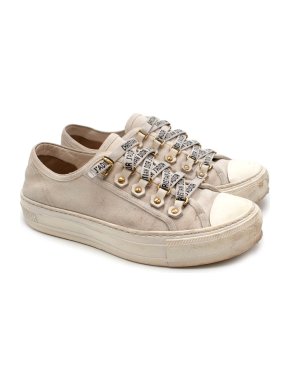 Dior Cream Canvas Walk'n'Dior Lace Up Sneakers