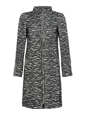 Chanel Black & White Tweed Longline Coat