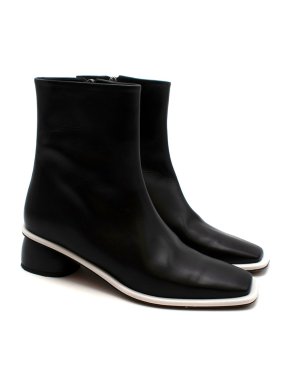 Neous Black & White Square Leather Ankle Boots