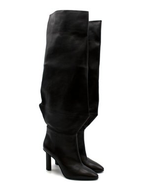 Stephen Venezia Black Leather Stiletto Knee Boots