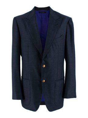 Tom Ford Navy Wool Blend Single Breasted Blazer