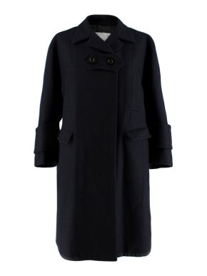 Sacai Navy Wool Double Vented Longline Coat