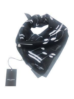 Saint Laurent Black Musical Note Print Bandana