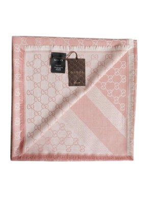 Gucci Pink Monogram Wool & Silk Scarf
