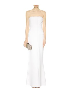 Victoria Beckham White long crepe strapless dress
