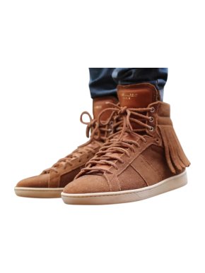 Saint Laurent brown suede court classic fringed hightops