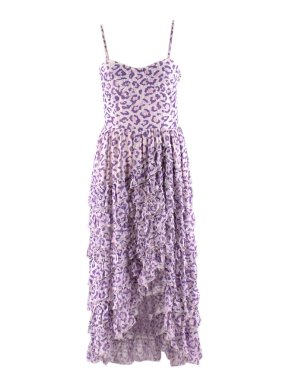 Rococo Sand Lilac Leopard Print Ruffled Asymmetric Dress