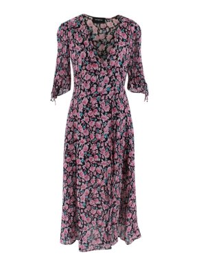The Kooples Floral Silk Black & Pink Dress