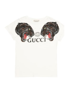 Gucci White Cotton GG Panther Print T-Shirt