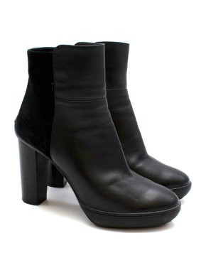 Tods Black Leather Heeled Platform Ankle Boots