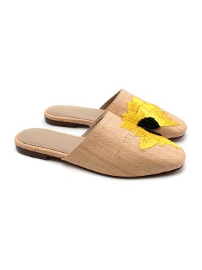 Zyne Embroidered Sunflower Woven Slip-ons
