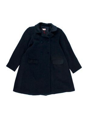La Coqueta Navy Wool Double Breasted Buttoned Coat