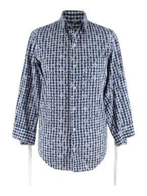 Junya Watanabe Plaid Cotton Floral Embroidered Shirt