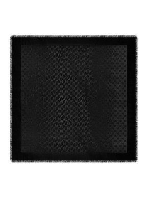 Gucci Black Wool & Silk Monogram Scarf