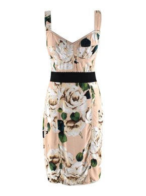 Dolce & Gabbana Peach Floral Bustier Dress