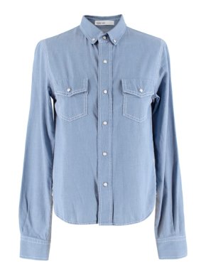 Sacai Luck Denim Blouse With Satin Pleated Detail