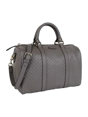 Gucci Grey Guccissima Leather Boston Bag