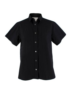 Sacai Black Cotton Shirt with Embroidered Back