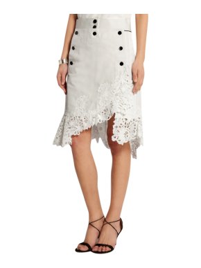 Sacai Guipure lace-trimmed cotton and silk-blend skirt