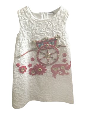 Dolce & Gabbana White Jacquard Carriage Applique Dress