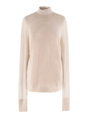 Donna Karan Beige Cashmere Roll Neck Jumper