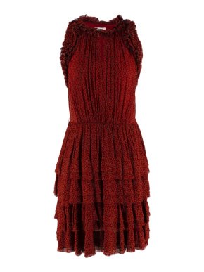 Jason Wu Red & Black Ruffled Printed Mini Dress