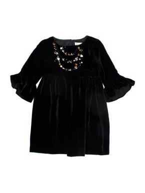 Bonpoint Black Velvet Embellished Dress