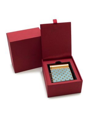 Valentino Rockstud Blue Metal Compact Mirror and Lipstick Case