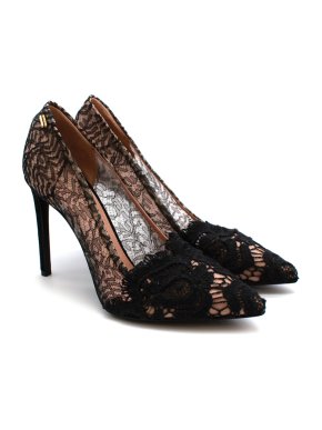 Roland Mouret Black/Nude Lace & Leather Pumps