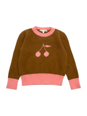 Bonpoint Brown and Pink Cashmere Cherry Jumper