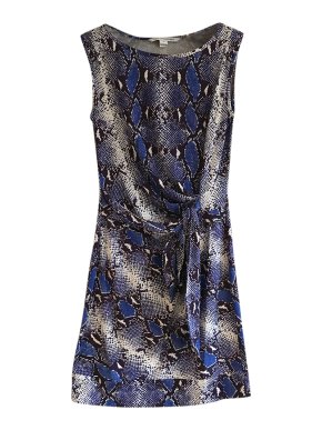 DIane Von Furstenberg Snakeskin Print Blue Mini Dress