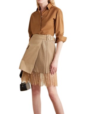 Self Portrait Beige Canvas Mini Wrap Skirt